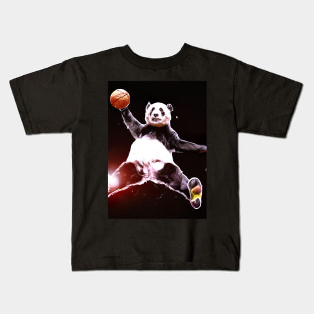 Basketball Dunk Panda Kids T-Shirt by maxcode